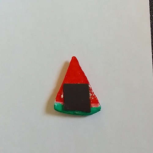 Handmade watermelon magnet from clay