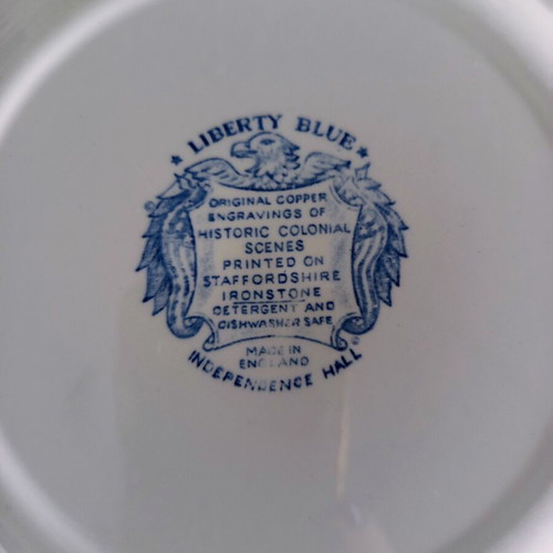 Staffordshire Ironstone plate used, cobalt blue, made in England