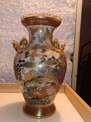 Satsuma vase used, hand-painted