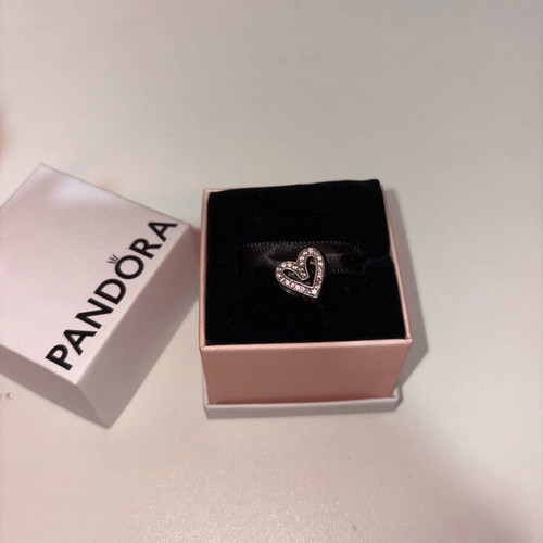 Pandora heart charm with rhinestones like new, with box and pouch