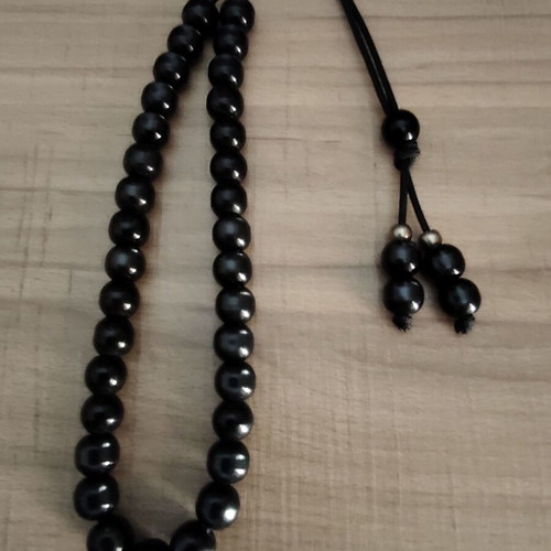 Handmade worry beads with black acrylic beads