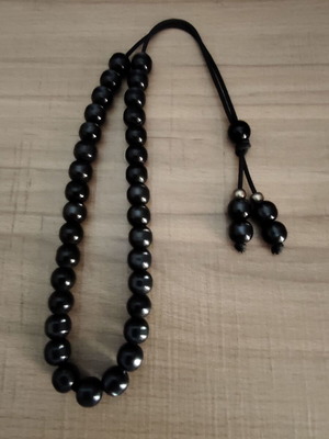 Handmade worry beads with black acrylic beads