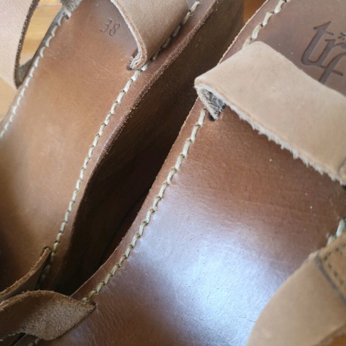 Zara sandal used, wooden platform, size 38, beige