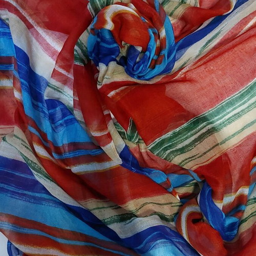 Striped pashmina 200x73cm new, multicolored, thin with vivid colors