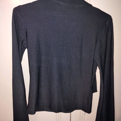 Long-sleeve blouse new, black with neckline and adjustable turtleneck