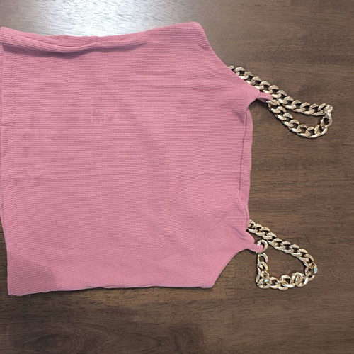 Top pink with gold chain like new, size S
