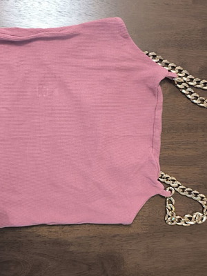 Top pink with gold chain like new, size S