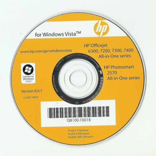 Hewlett Packard HP Officejet 6300 7200 7300 7400 software CD for Windows Vista