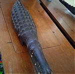  Διακοσμητικός ξύλινος κροκόδειλος. Μεγάλος. Σκούρος. Από Αφρική του 70