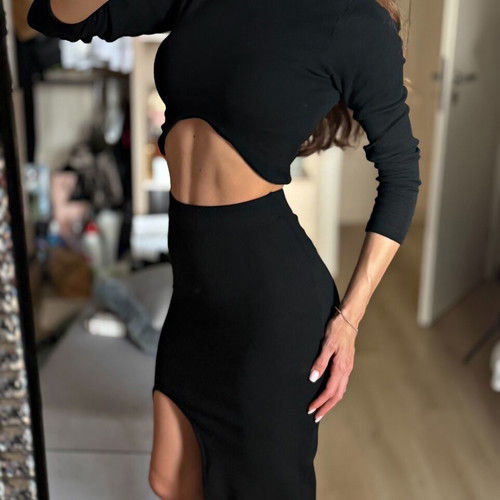 Black elastic women's set, size XS