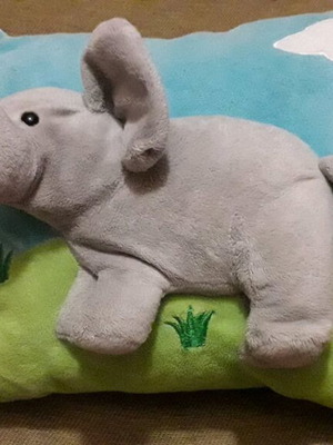 Children's pillow used with 3D plush elephant
