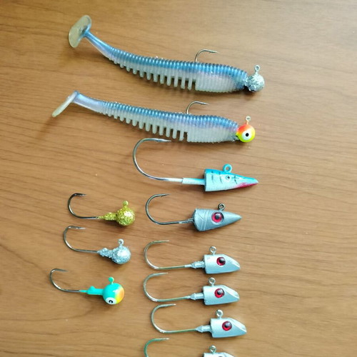Fishing sinkers lead heads new, pack of 57 with hooks
