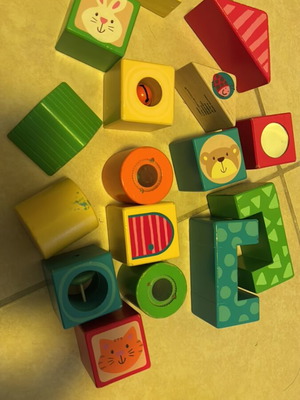 Wooden blocks used with color wear