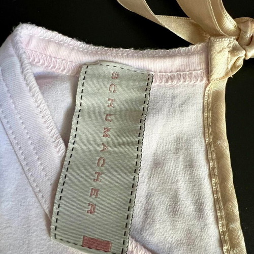 Schumacher T-shirt used, pale pink with printed design and rhinestones