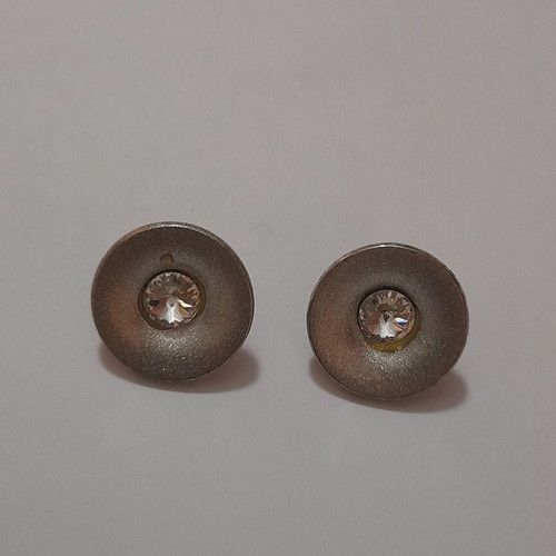 Silver metal decorative buttons with rhinestones set of 2 new