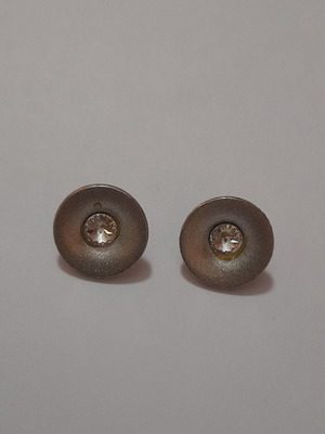 Silver metal decorative buttons with rhinestones set of 2 new
