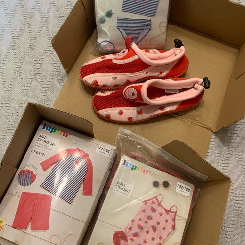 Mega Package LUPILU "Watermelon" (6 pcs) – Swimwear & Beach Shoes – No 122/128