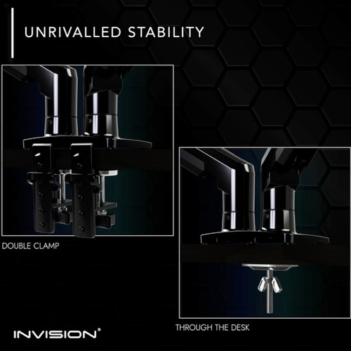 Invision Dual Monitor Arm 19"-32" Gas Spring 2-9kg per arm