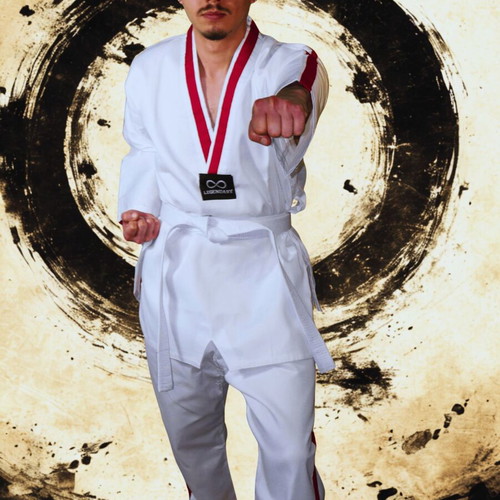 Legendary Taekwondo Dobok Set White with Red Stripe