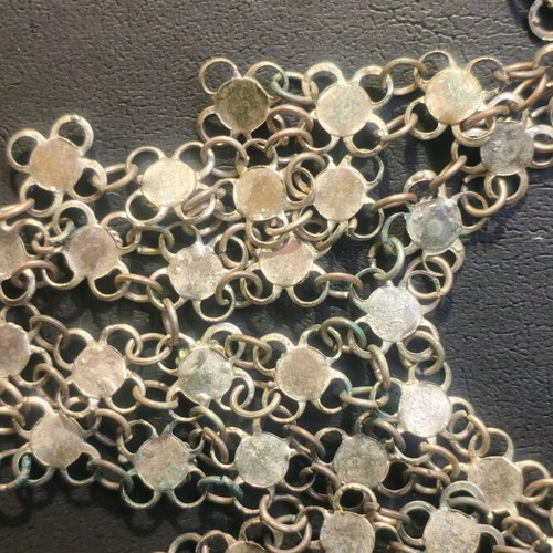 Vintage necklace used with turquoise stones and plated metal