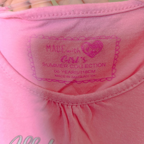 T-shirt with unicorn print used, size 116 cm, pink