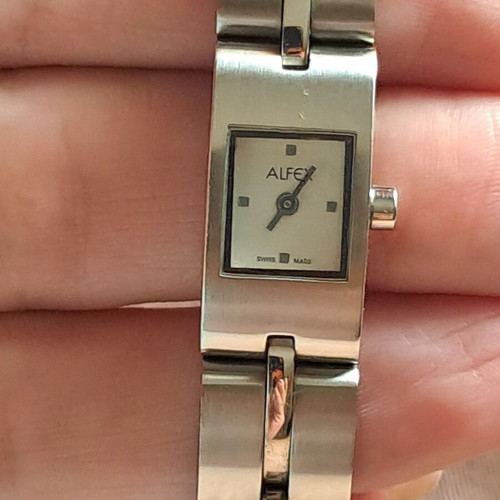 Alfex 5452 women's watch like new, silver stainless steel, Swiss made