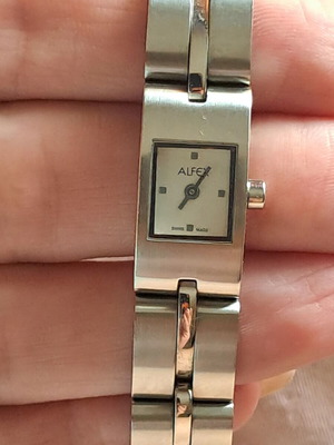 Alfex 5452 women's watch like new, silver stainless steel, Swiss made