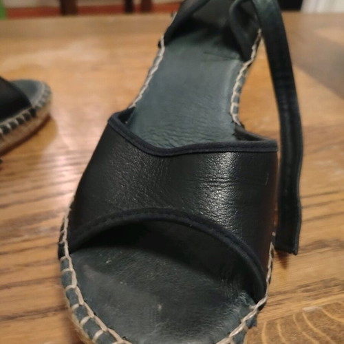 Leather sandals like new, black with rope heel, size 37