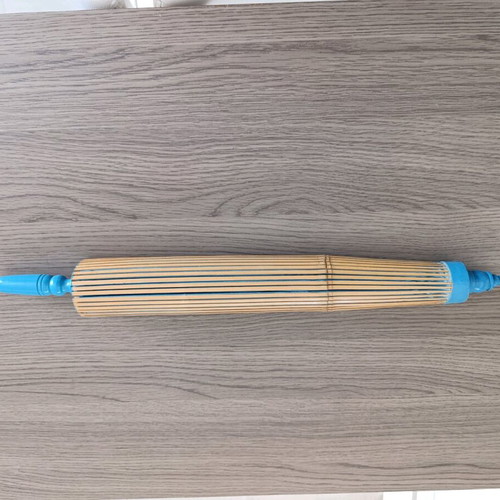 Chinese handmade umbrella used, bamboo wood and fabric (80s)