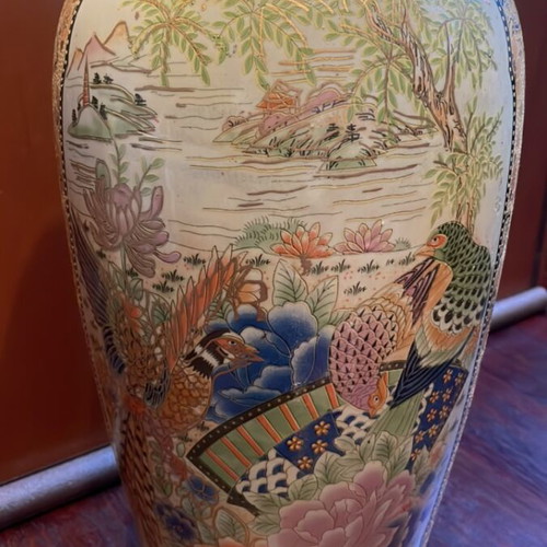 Satsuma vase handmade used, porcelain, height 60 cm