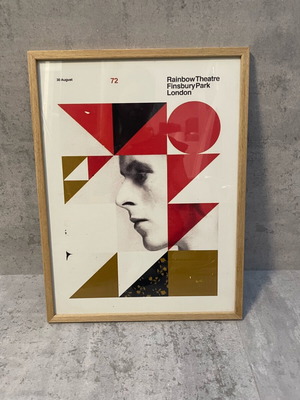 David Bowie framed art print like new, modern art 32x42 cm