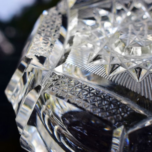 Bohemian Crystal Ashtray used, heavy handmade for cigars
