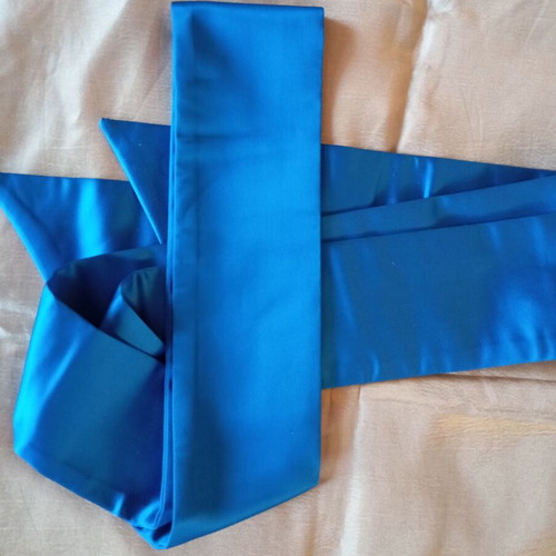 Retro satin belt new, adjustable, 2 meters long, blue