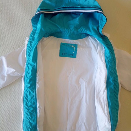 Alouette Yachting Waterproof Windbreaker Jacket like new, white turquoise