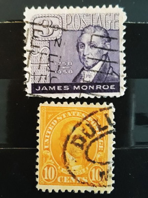 Γραμματόσημα James Monroe 1923 & 1958 σαν καινούργια, 2 τεμάχια