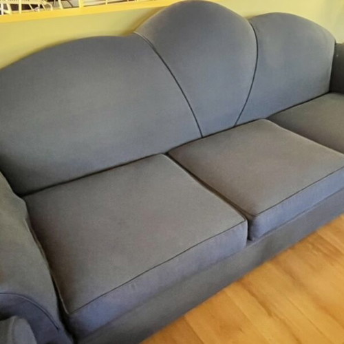 Sofas two-seater and three-seater like new, blue water-repellent fabric