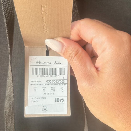 Massimo Dutti long dress with hood, size S, grey-khaki