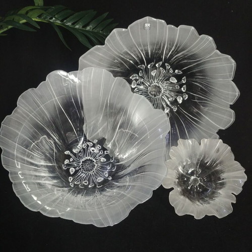 Maleras Wind Flower pair of lead crystal bowls Mats Jonasson Sweden 80s new