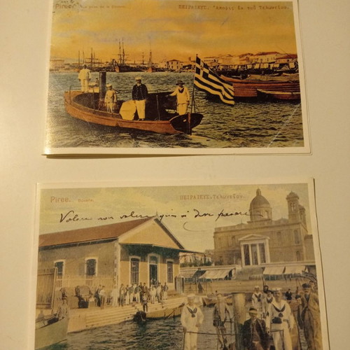 Vintage greeting cards with Piraeus themes, set of 4