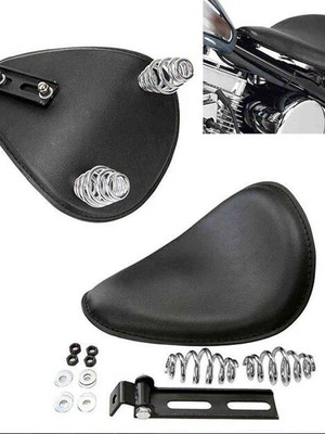 Universal Motorcycle Solo Seat new with Springs and Mounting Bracket Black Leather