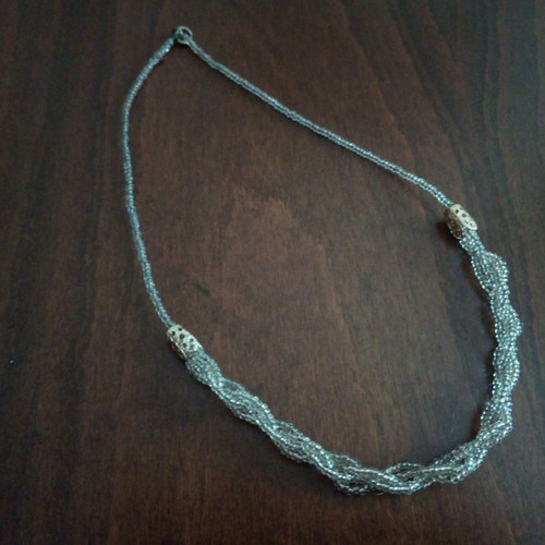Vintage Bayadère glass microbeads necklace used