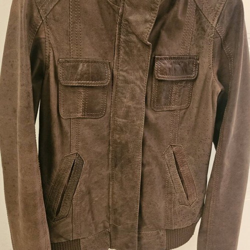 Pull & Bear women's leather jacket brown size S like new
