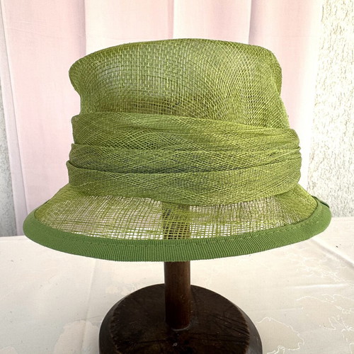 Vintage women's hat occasion light olive green, like new, size S
