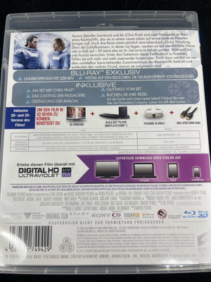 Passengers 3D Blu-ray like new, action sci-fi