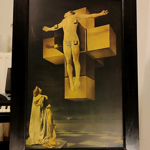 Vintage art print Corpus Hyprcubus by Salvador Dali used