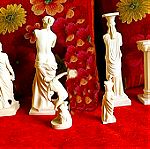  Συλλογή 6 Αγαλμάτων χειροποίητων από Αλάβαστρο: Σωκράτης Αφροδίτη Καρυάτιδα Ιωνικός Κίων Δισκοβόλος.