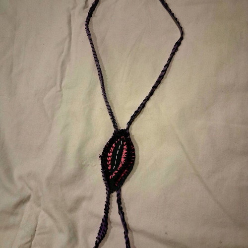 Handmade felt necklace new, pink and purple