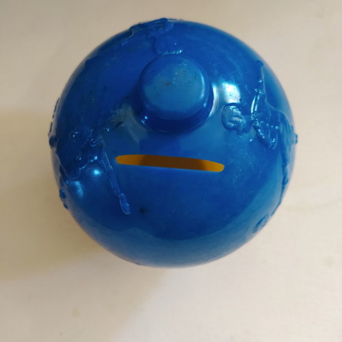 Vintage children's piggy bank with footballer design, 60s-70s