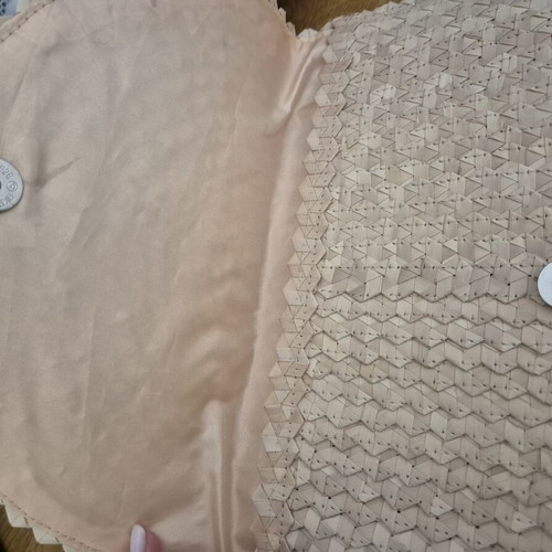 Boho Handmade Straw Clutch Bag new, beige