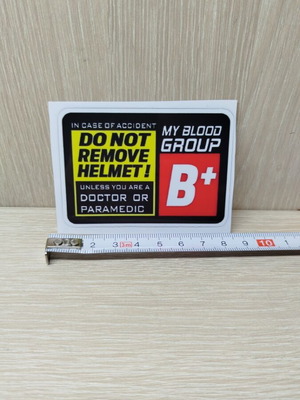 Blood Group Helmet Sticker new, vinyl, B+